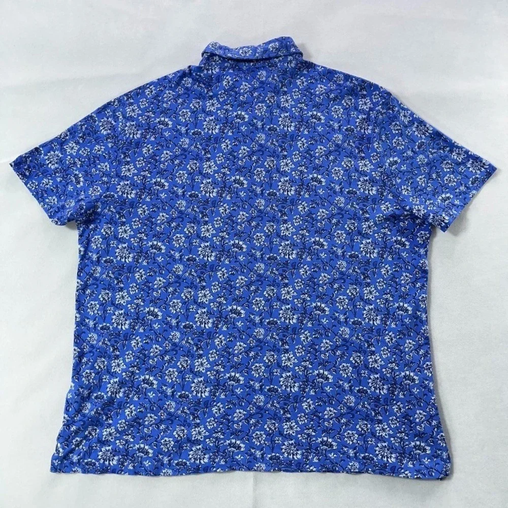 Polo Ralph Lauren Floral Polo Shirt Men XL Blue‎ Custom Slim Fit All Over Print